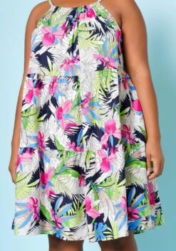 Plus Size Tropic Floral Pattern Flare Mini Dress -Mini Dress Store 2022523 001 5
