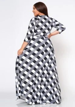 Plus Size Fit & Flare Plaid Pattern Maxi Dress -Mini Dress Store 2022546 001 3