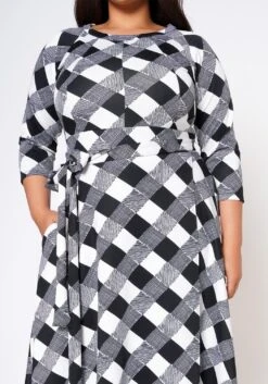 Plus Size Fit & Flare Plaid Pattern Maxi Dress -Mini Dress Store 2022546 001 4
