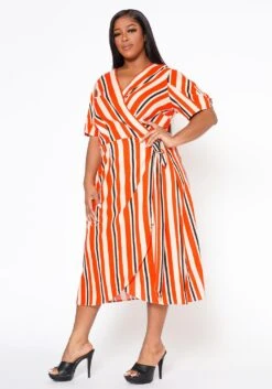 Plus Size Puff Sleeve Wrap Dress -Mini Dress Store 2022548 001 3