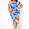 Plus Size Mindful Tie Dye One Sleeve Bodycon Dress -Mini Dress Store 2022571 001 0