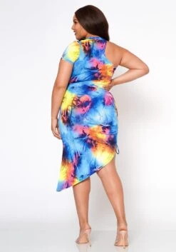 Plus Size Mindful Tie Dye One Sleeve Bodycon Dress 11 Plus Size Mindful Tie Dye One Sleeve Bodycon Dress -Mini Dress Store 2022571 001 3