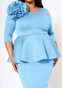 Plus Size Blossomed Floral Ascent Peplum Dress -Mini Dress Store 2022575 003 6