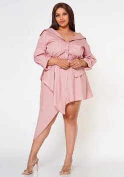 Plus Size Fashion Statement Button Front Dress