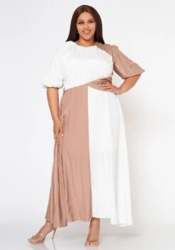 Plus Size Color Splice Fit & Flare Maxi Dress -Mini Dress Store 2022602 001 1