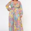Plus Size Multi Chainlink Pattern Fit & Flare Maxi Dress