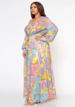 Plus Size Multi Chainlink Pattern Fit & Flare Maxi Dress -Mini Dress Store 2022606 001 2