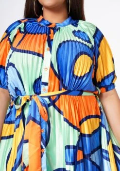 Plus Size Multi Pattern Pleated Fit & Flare Dress -Mini Dress Store 2022608 002 6