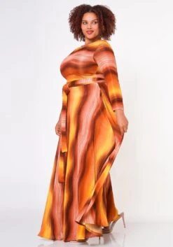 Plus Size Wave Pattern Fit & Flare Maxi Dress -Mini Dress Store 2022615 001 3