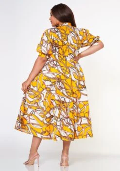 Plus Size Multi Print Bow Collar Flare Dress -Mini Dress Store 2022632 001 4