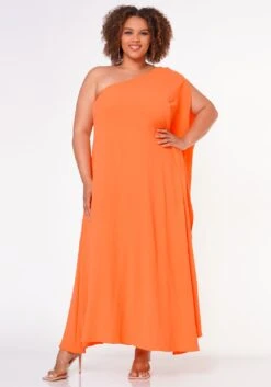 Plus Size One Shoulder Maxi Flare Dress -Mini Dress Store 2022644 002 2