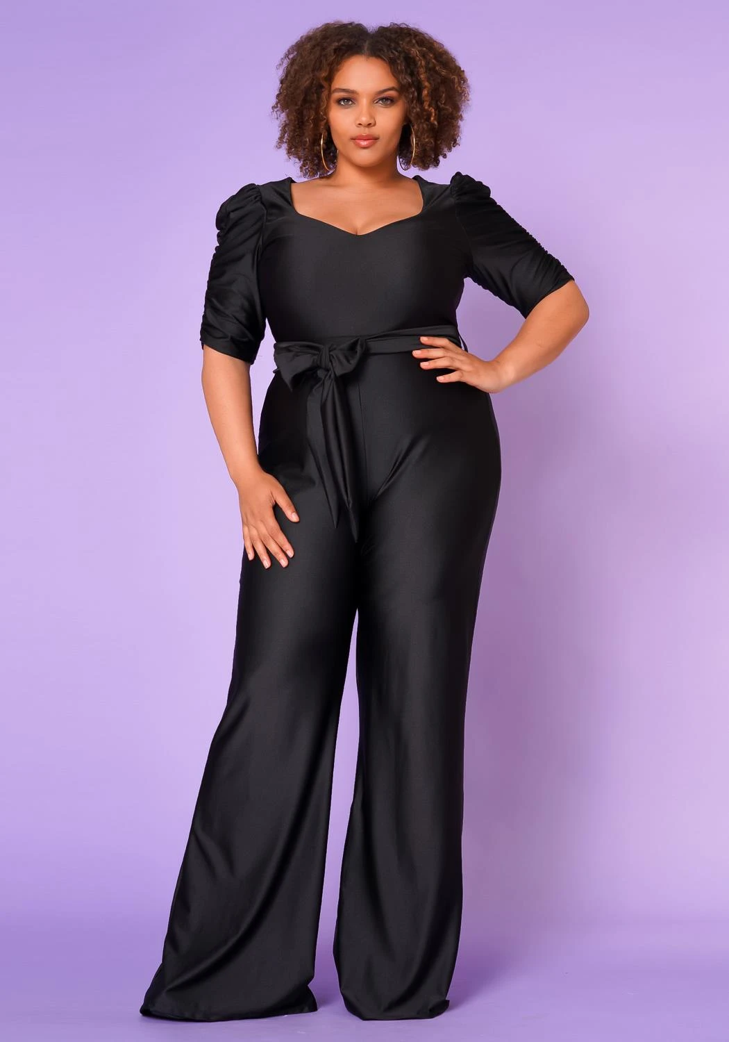Plus Size Sweetheart Neck Satin Jumpsuit 3 Plus Size Sweetheart Neck Satin Jumpsuit