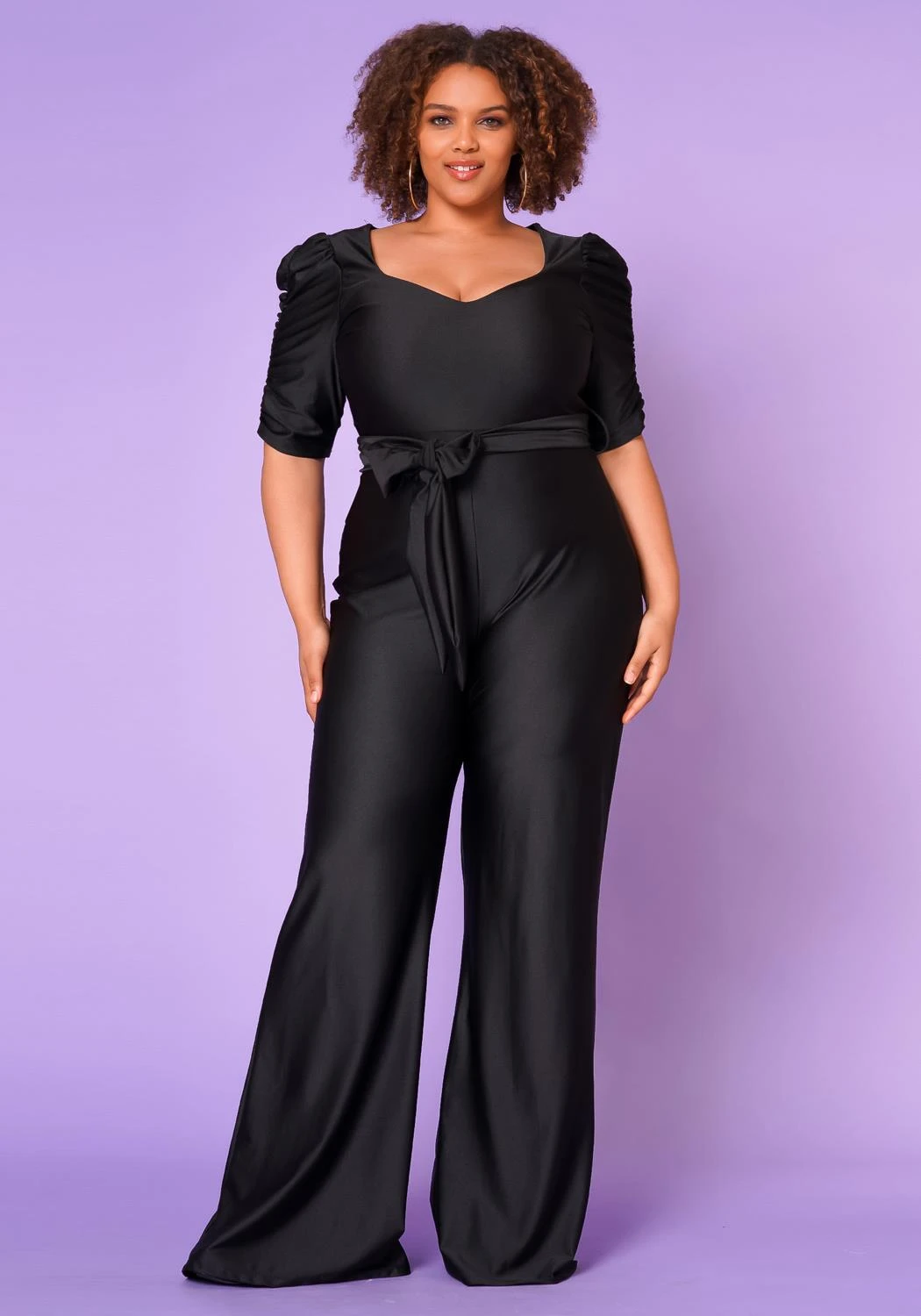 Plus Size Sweetheart Neck Satin Jumpsuit 4 Plus Size Sweetheart Neck Satin Jumpsuit - Image 2