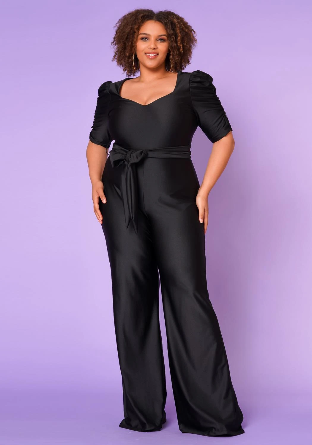 Plus Size Sweetheart Neck Satin Jumpsuit 5 Plus Size Sweetheart Neck Satin Jumpsuit - Image 3