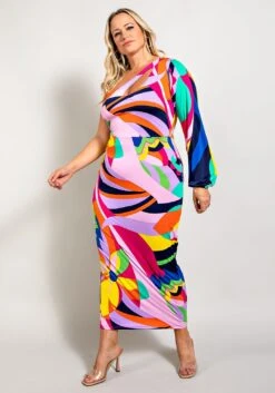 Plus Size One Shoulder Cut Out Dress -Mini Dress Store 2022656 001 4