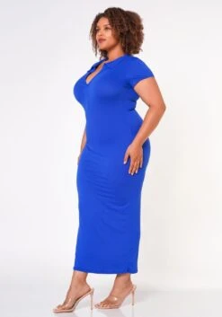 Plus Size Collar Neck Bodycon Maxi Dress -Mini Dress Store 2022660 002 2
