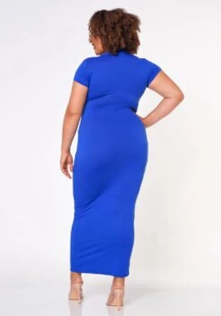 Plus Size Collar Neck Bodycon Maxi Dress -Mini Dress Store 2022660 002 3