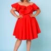 Plus Size Off Shoulder Ruffle Hem Dress -Mini Dress Store 2022662 002 0