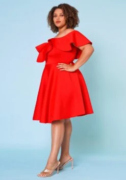 Plus Size Off Shoulder Ruffle Hem Dress -Mini Dress Store 2022662 002 3