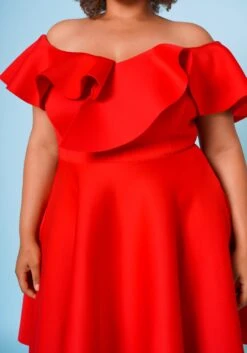 Plus Size Off Shoulder Ruffle Hem Dress -Mini Dress Store 2022662 002 5