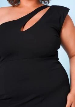 Plus Size Asymmetric One Sleeve Cocktail Midi Dress -Mini Dress Store 2022679 001 4