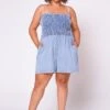 Plus Size Denim Smocked Romper -Mini Dress Store 2022692 001 1