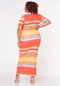 Plus Size Multi Striped Maxi Dress -Mini Dress Store 2022696 001 3